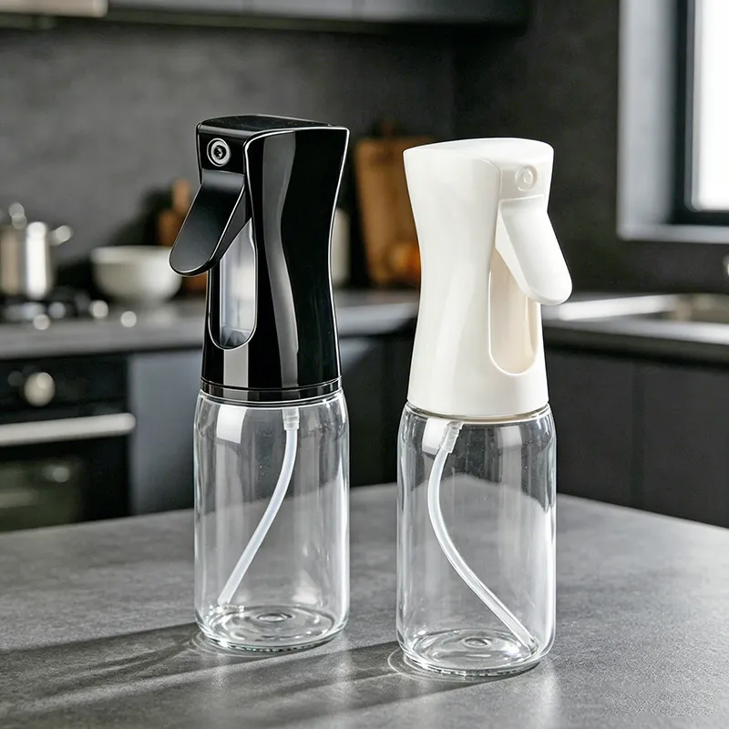 Pressurized Continuous Spray Oil Mister – Transparent Cooking Oil Sprayer Bottle for Air Fryer, Grilling, Baking & Salad, High-Pressure Olive Oil Dispenser with Lockable Mist Nozzle